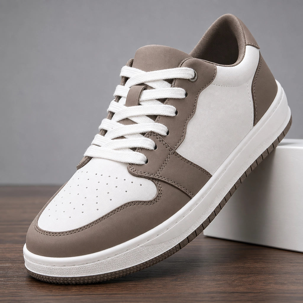 Coffee / White Garrett Leather Low-Top Sneakers 1