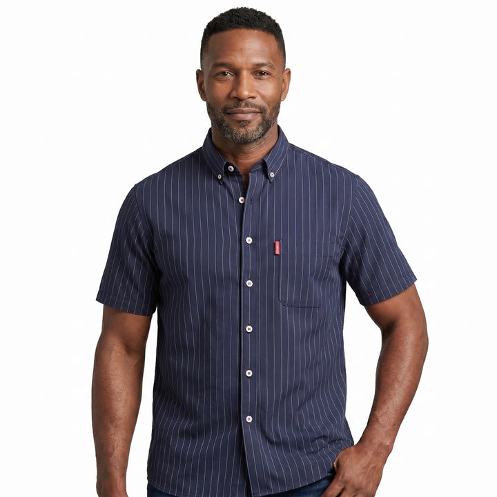 Navy Morrison Striped Short-Sleeve Shirt 2