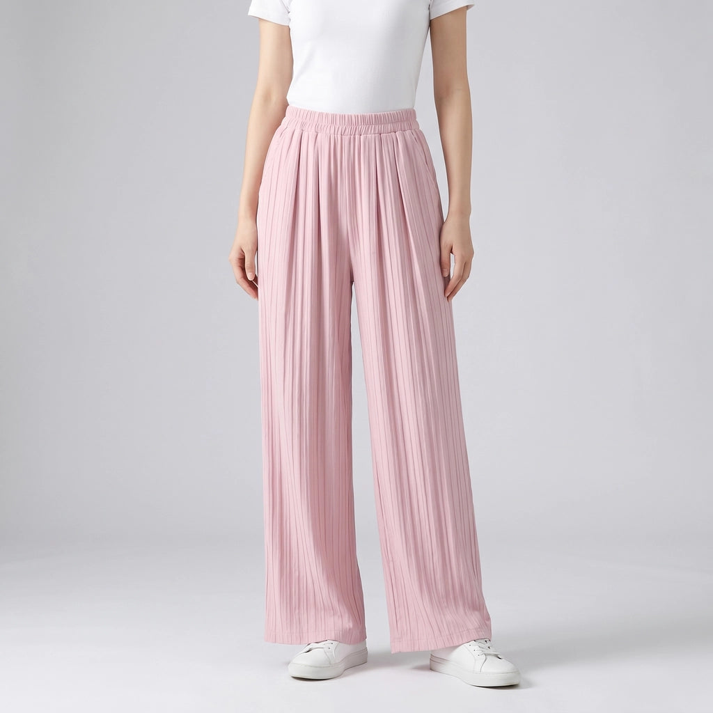 Pink Pleated-With Pockets Carrington Wide-Leg Pleated Trousers 2