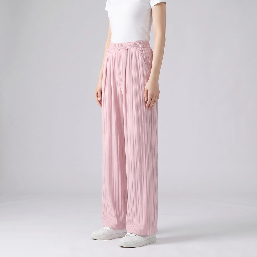 Pink Pleated-With Pockets Carrington Wide-Leg Pleated Trousers 4