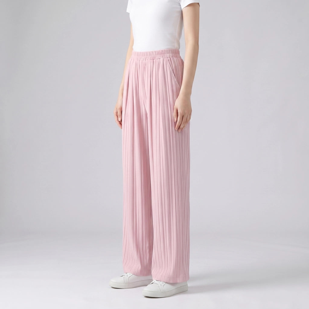 Pink Pleated-With Pockets Carrington Wide-Leg Pleated Trousers 4