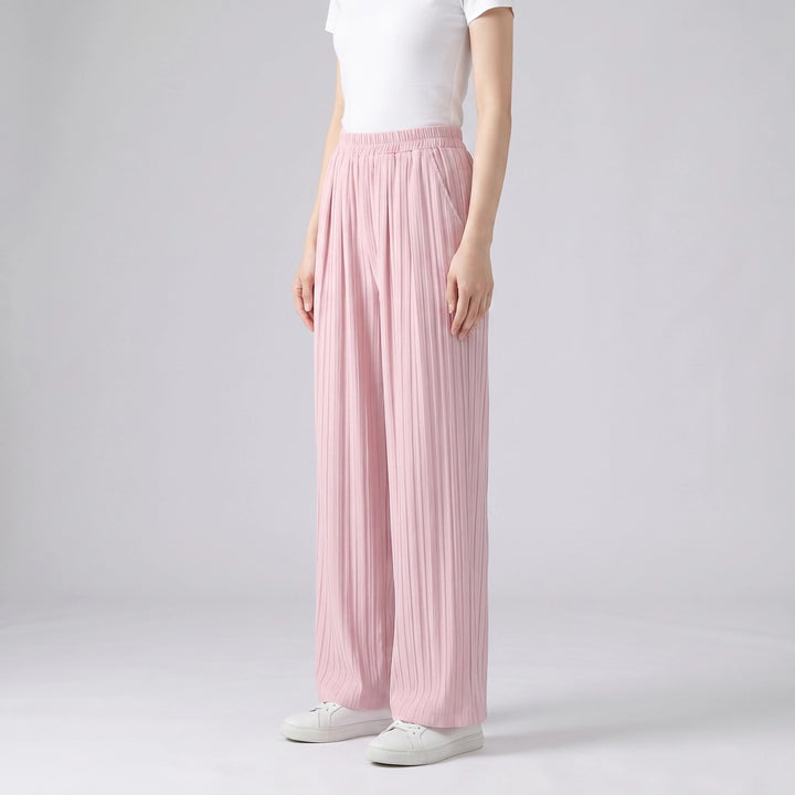 Pink Pleated-With Pockets Carrington Wide-Leg Pleated Trousers 4