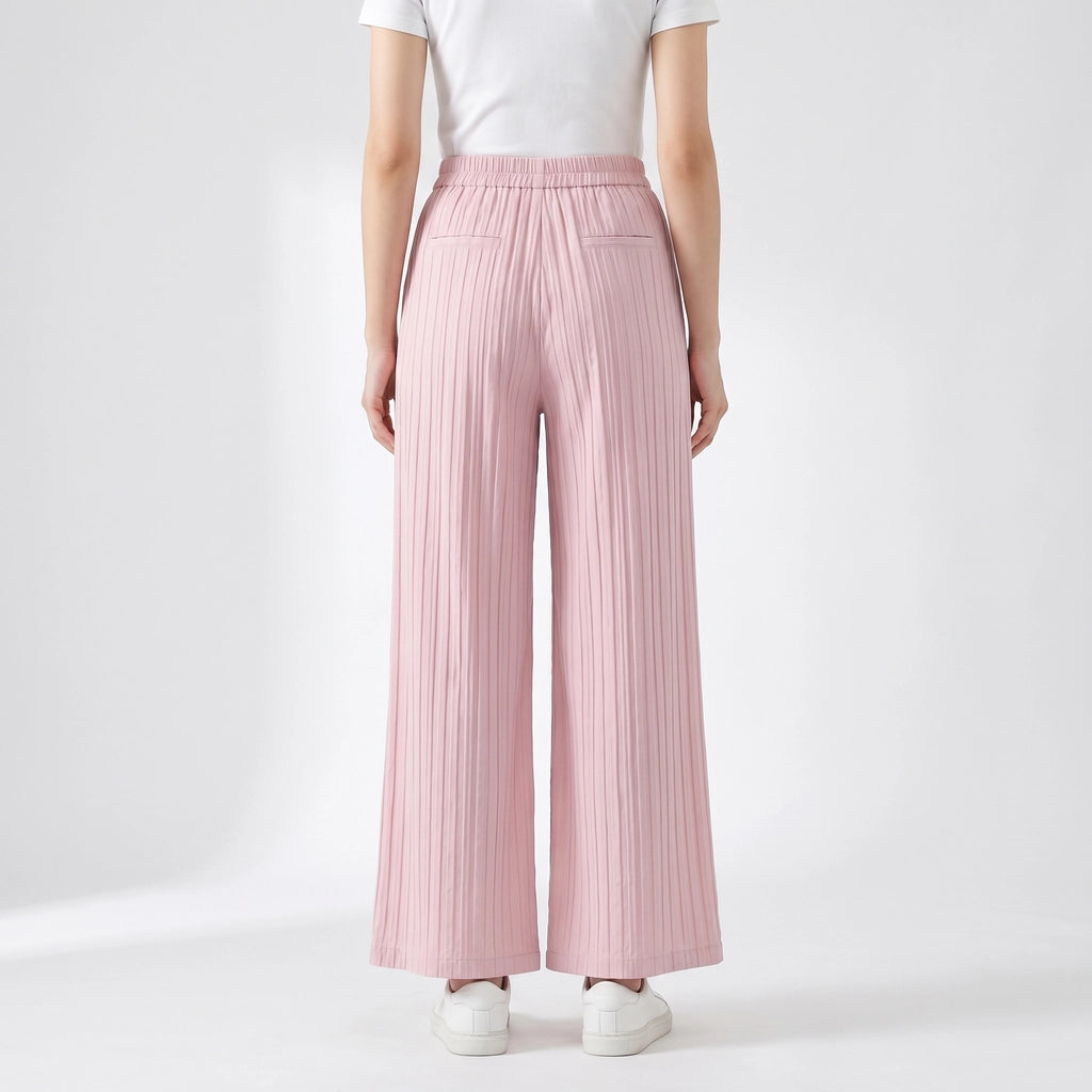 Pink Pleated-With Pockets Carrington Wide-Leg Pleated Trousers 3