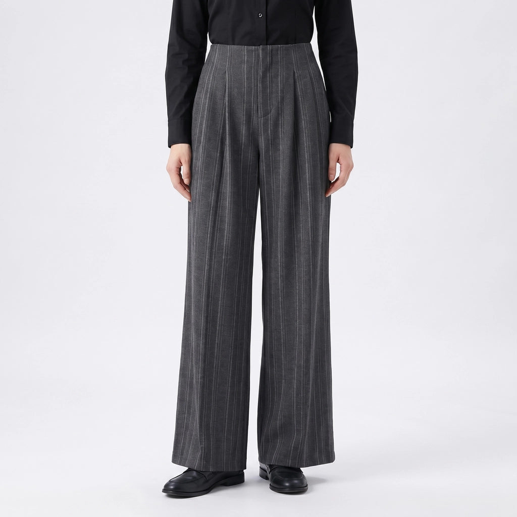 Gray Caldwell Striped Wide-Leg Trousers 2