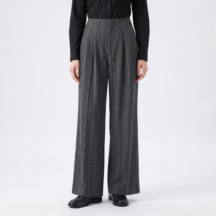 Gray Caldwell Striped Wide-Leg Trousers 2