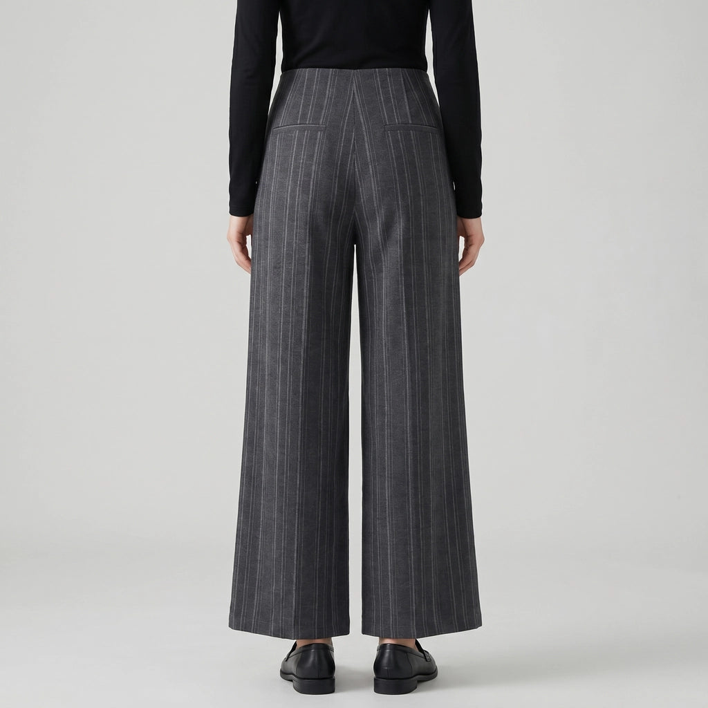 Gray Caldwell Striped Wide-Leg Trousers 4