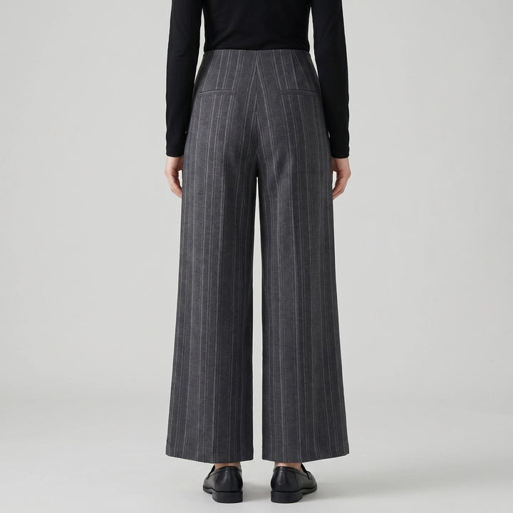 Gray Caldwell Striped Wide-Leg Trousers 4
