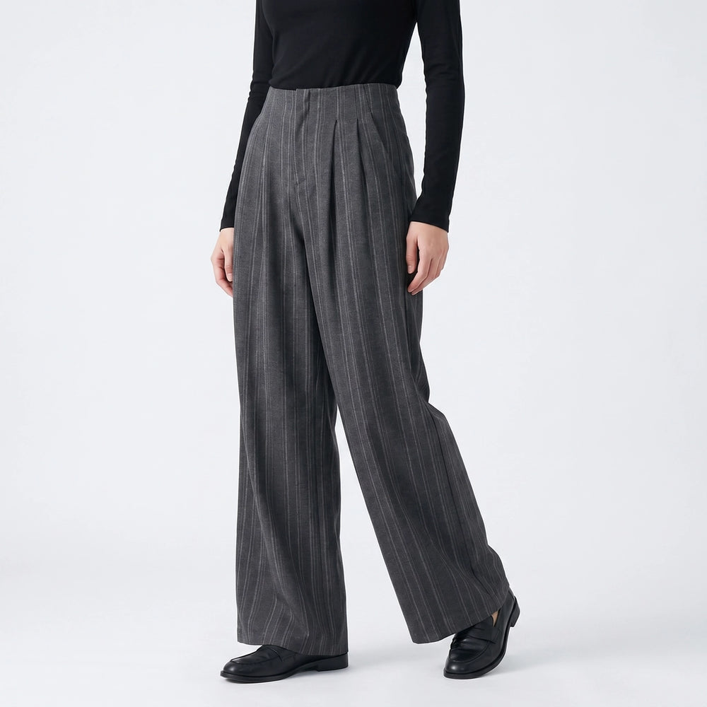 Gray Caldwell Striped Wide-Leg Trousers 3