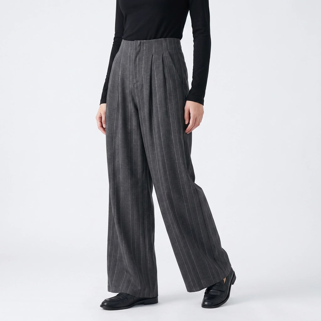 Gray Caldwell Striped Wide-Leg Trousers 3