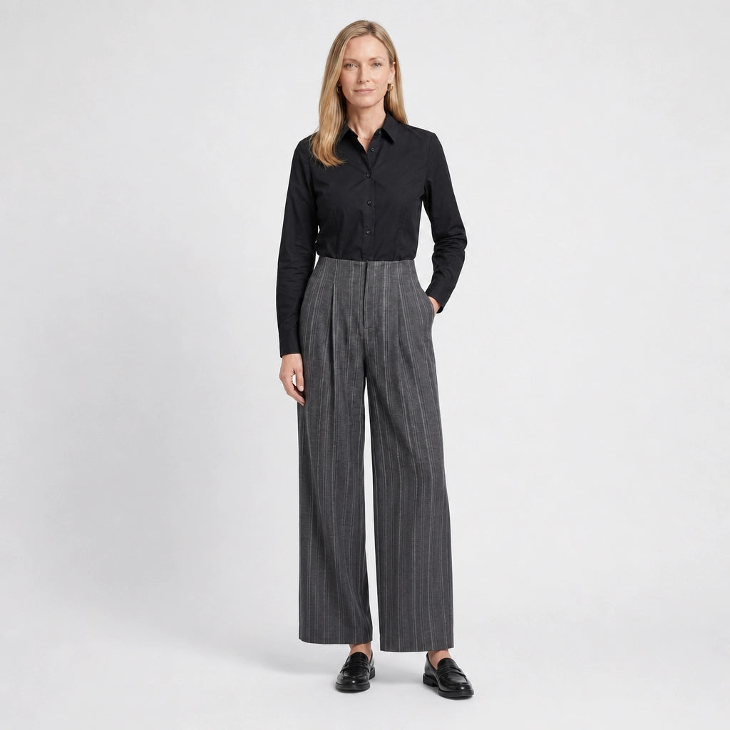 Caldwell Striped Wide-Leg Trousers