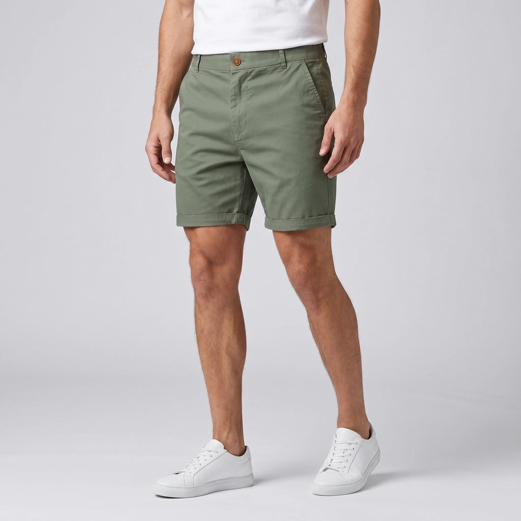 Green Wyeth Cotton Straight Shorts 3