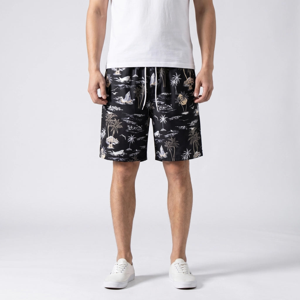 K5129 Black Tess Straight-Leg Swim Shorts 2