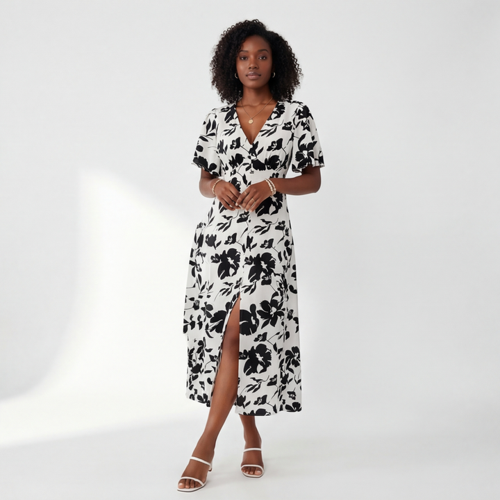 White Elara Floral Print Dress 1