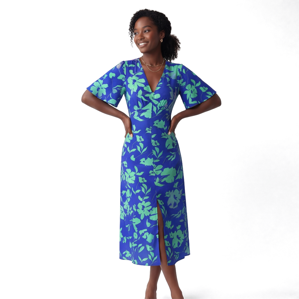 Blue Elara Floral Print Dress 1