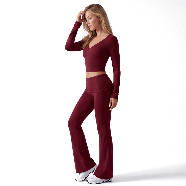 Wine Red Diyun Riley Knit Set 1