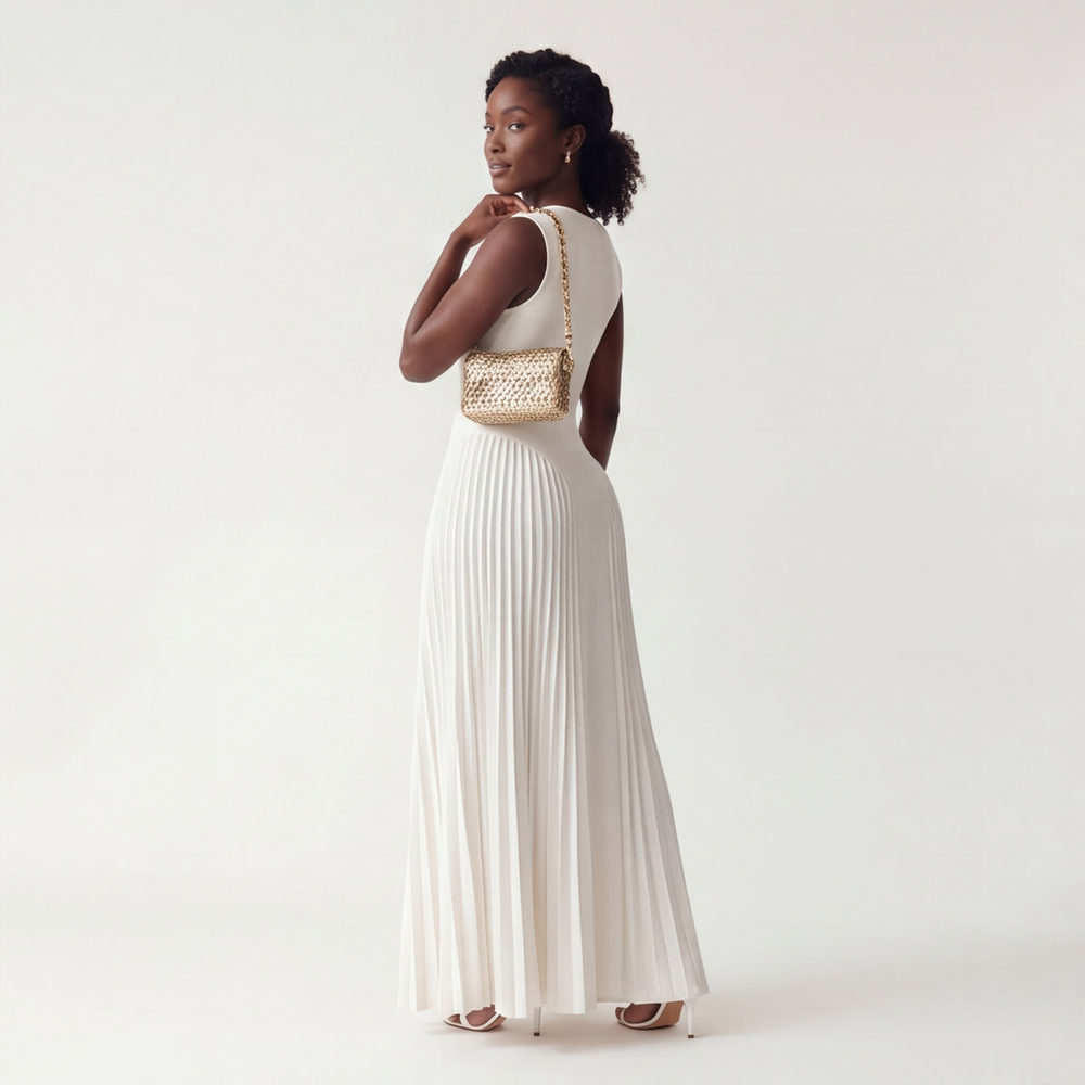 White Julianna Pleated Maxi Dress 3