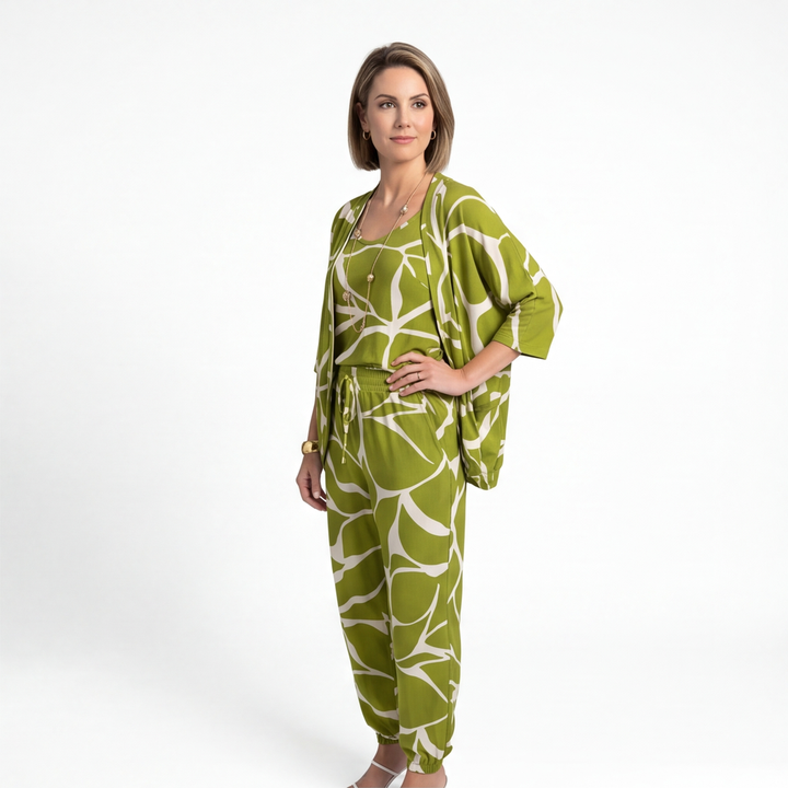 Grass Green Sloane Ribbed Three-Piece Set 3