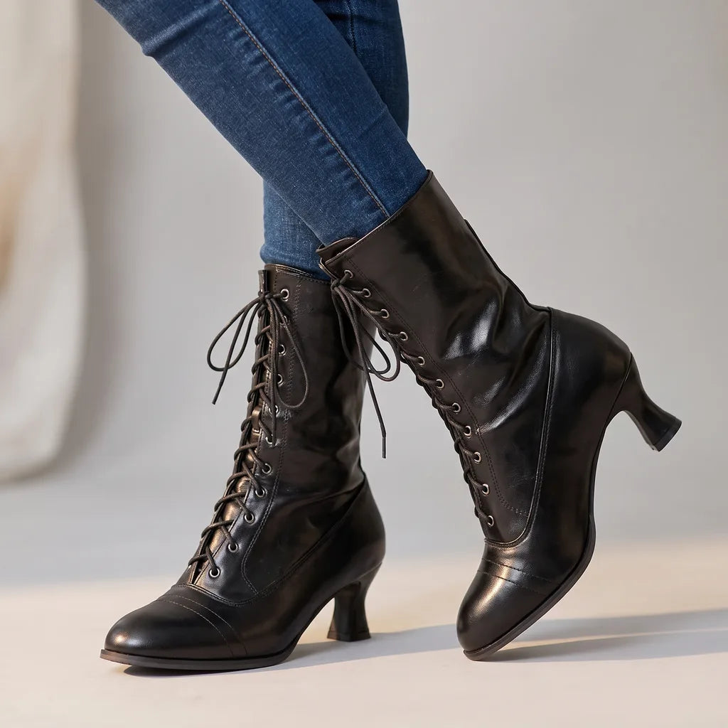 Aamina | Women's Western Mid-Calf Boots - Color:Black;Size:35