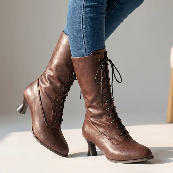 Aamina | Women's Western Mid-Calf Boots - Color:Brown;Size:35