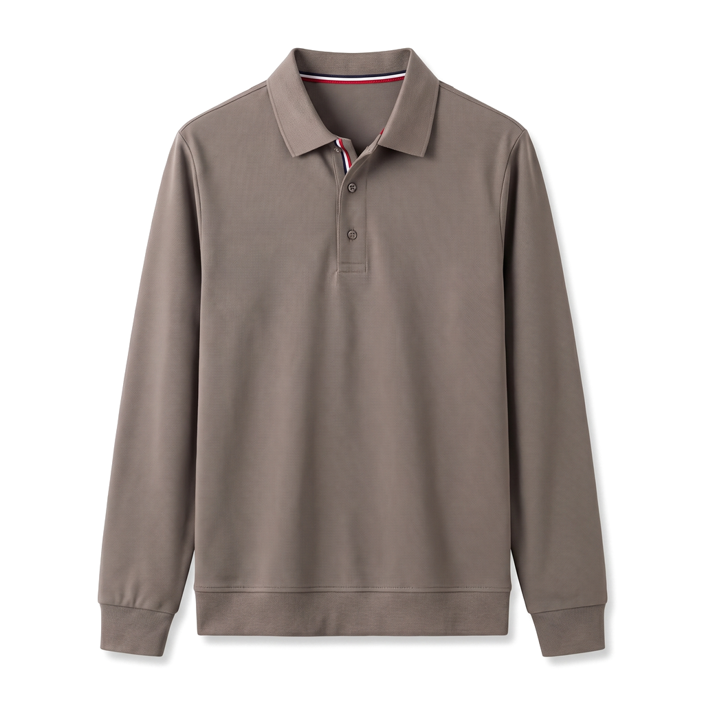 Aaron Long-Sleeve Polo - Color:Apricot Grey;Size:48
