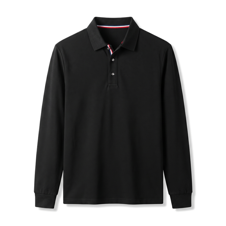 Aaron Long-Sleeve Polo - Color:Black;Size:48