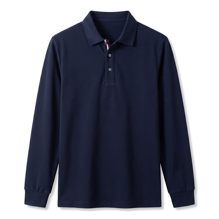 Aaron Long-Sleeve Polo - Color:Fog Blue;Size:48