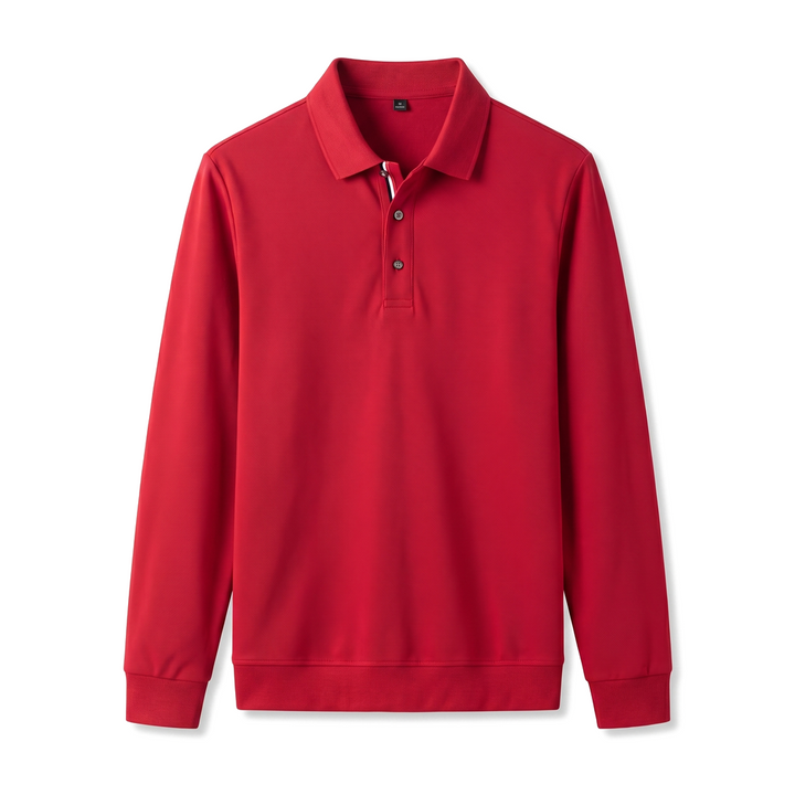 Aaron Long-Sleeve Polo - Color:Red;Size:48