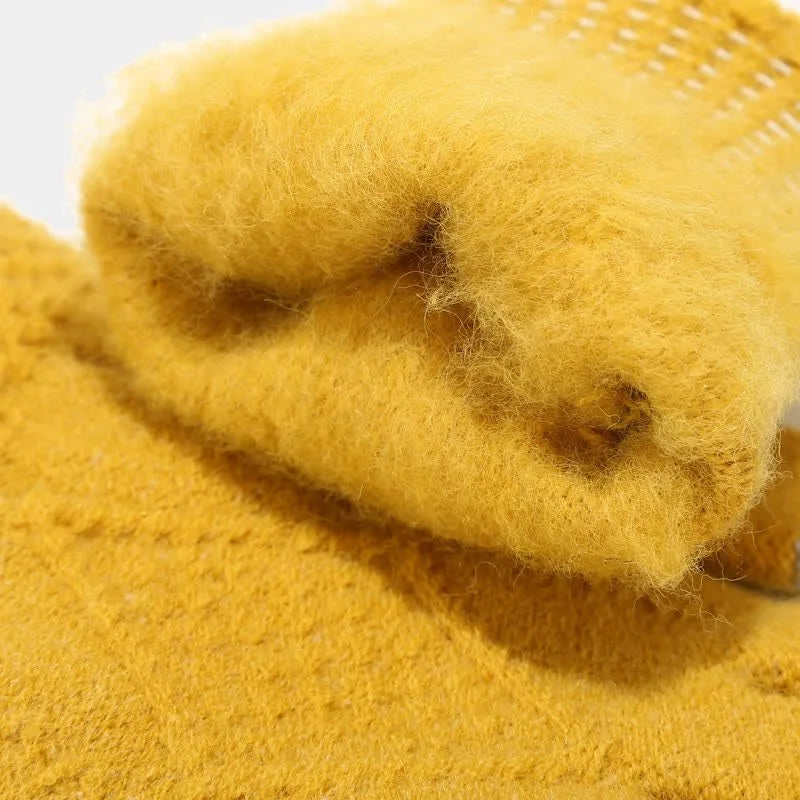 Women's Knitted Winter Scarve Matching Set Yellow6.jpg