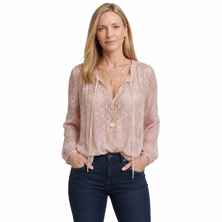 Women's Pink Sebastian Lace V-Neck Blouse