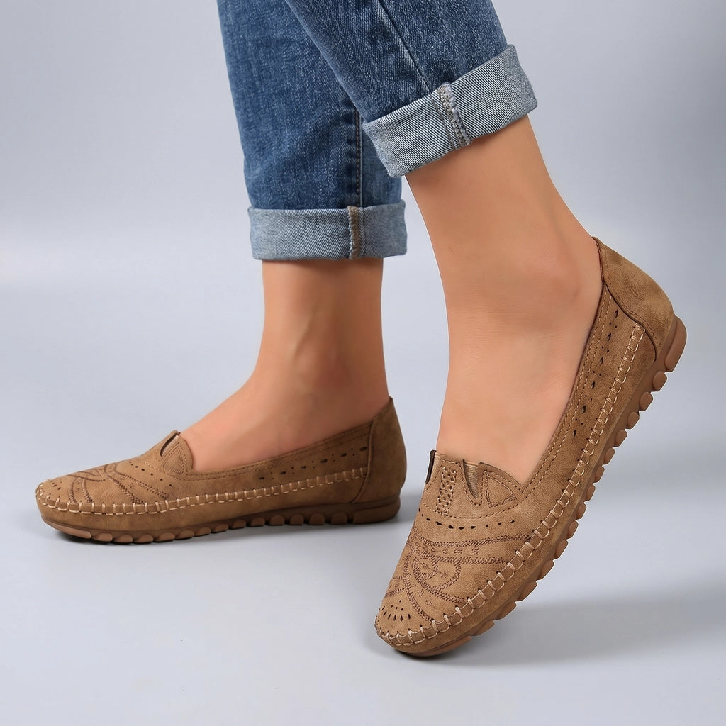 Adelaide Flat Loafers - Color:Camel;Size:36