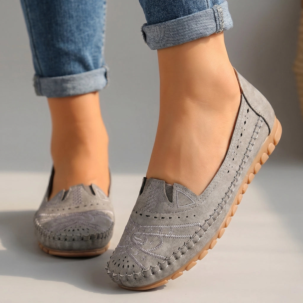 Adelaide Flat Loafers - Color:Gray;Size:36