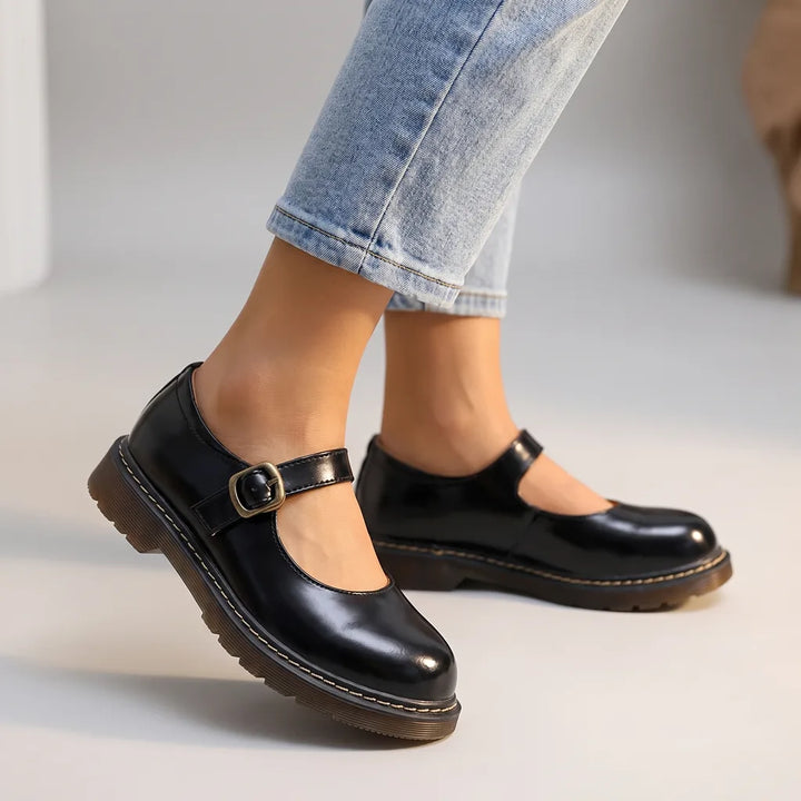 Adeline Buckle Mary Janes - Color:Black;Size:35