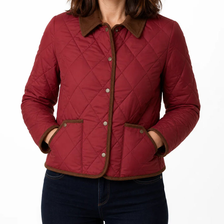 Adeline | Stylish Quilted Jacket - Color:Red;Size:XL