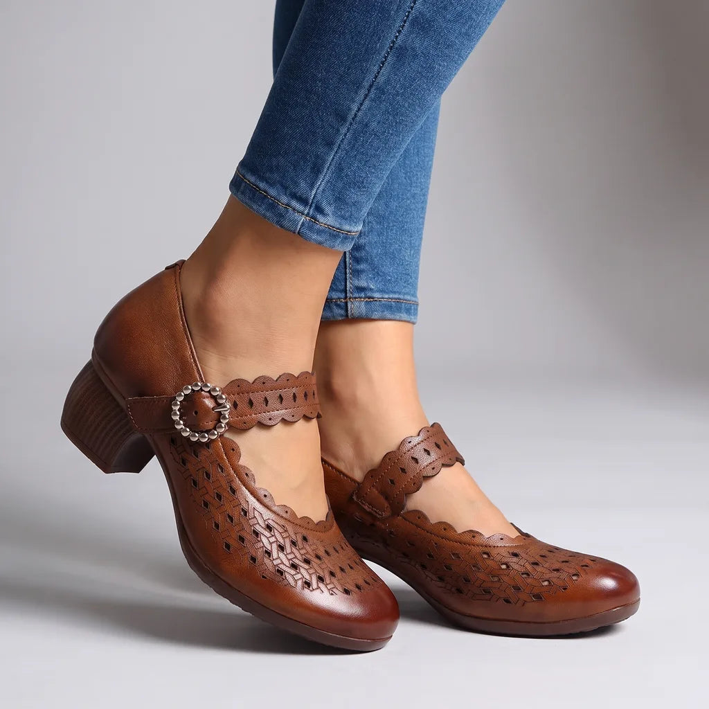 Adriana | Women's Orthopedic Mary Jane Shoes - Color:Brown;Size:35