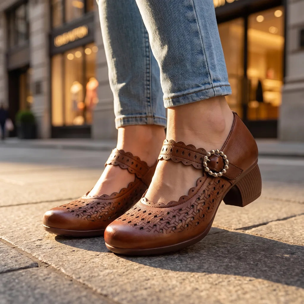 Women's Brown Merrick Leather Cutout Sandals