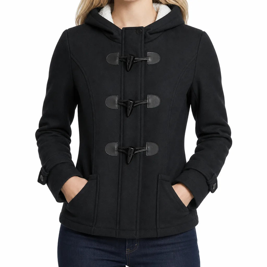 Aishah Duffle Jacket - Color:Black;Size:S