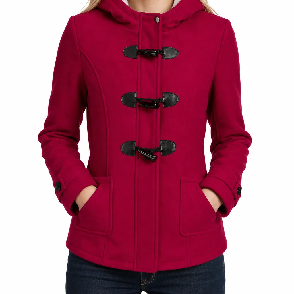 Aishah Duffle Jacket - Color:Red;Size:S