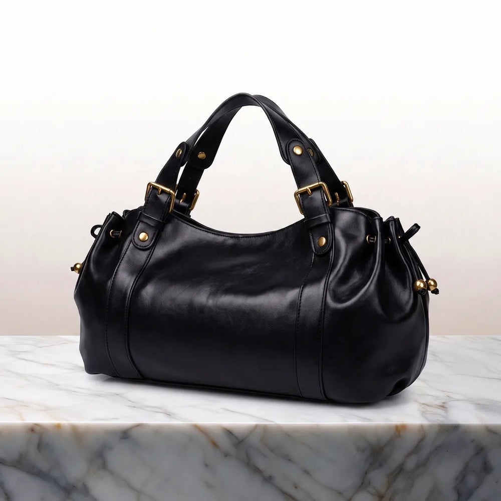 Women's Black Emerson Pleated Tote Bag