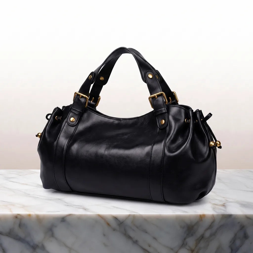 Women's Black Emerson Pleated Tote Bag