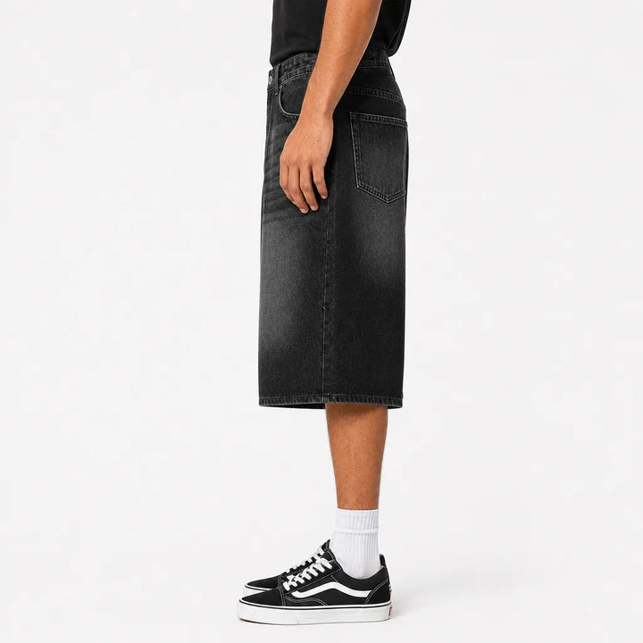 Men's Black Gray Gabriela Long Denim Shorts
