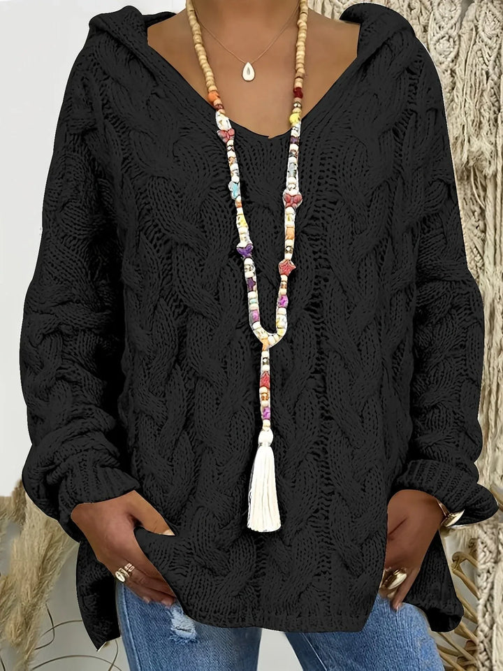 Alannah | Women's Cable Knit Sweater - Size:XS;Color:Black