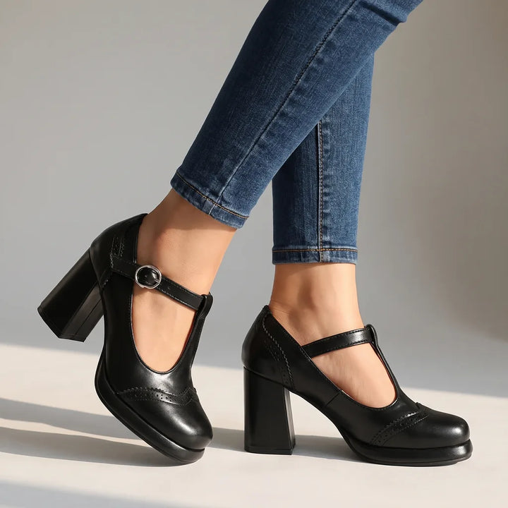 Alannah | Women's Mary Jane Heels - Color:Black;Size:35