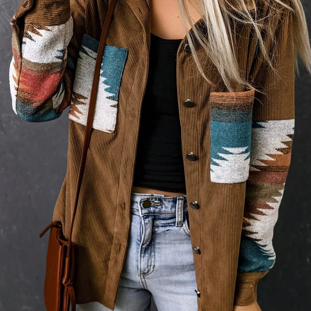 Alannah | Women's Western Corduroy Jacket  - Color:Dark Brown;Size:XS