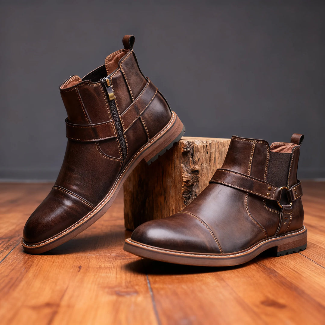 Alaric Cap-Toe Chelsea Boots - Color:Brown;Size:38