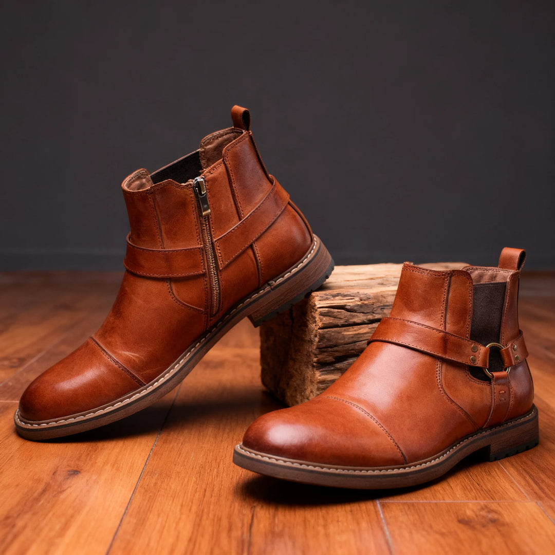 Alaric Cap-Toe Chelsea Boots - Color:Light Brown;Size:38