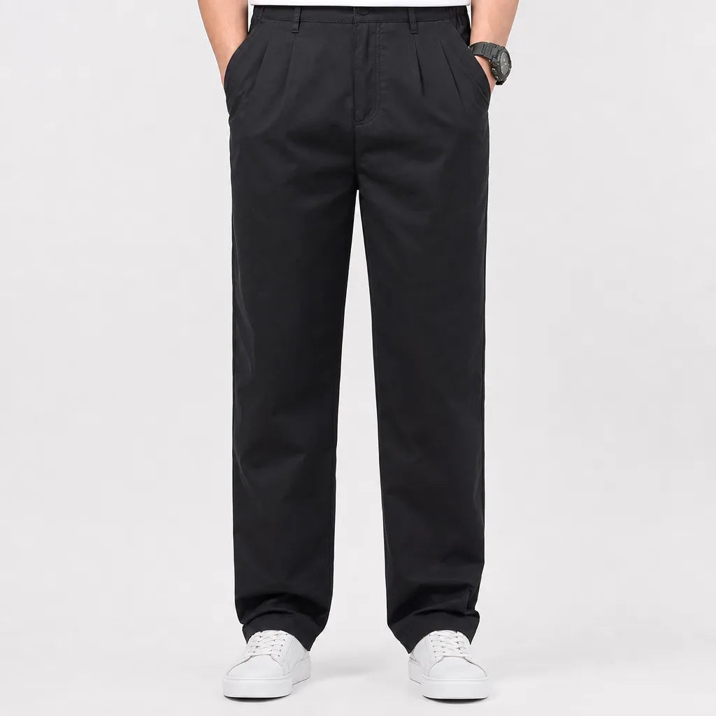 Alden | Cotton Baggy Chino Pants - Color:Black;Size:S