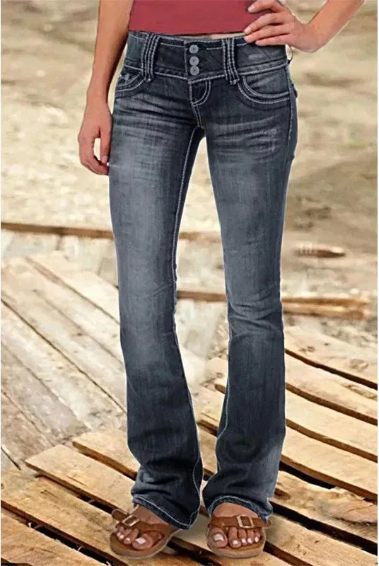 Aldridge Low-Rise Bootcut Jeans - Color:Black;Size:XXS