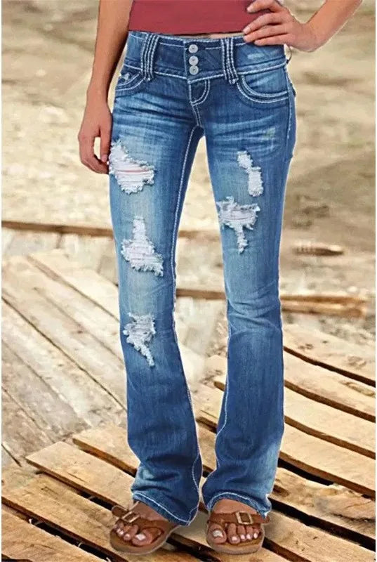 Aldridge Low-Rise Bootcut Jeans - Color:Colorful Blue;Size:XXS