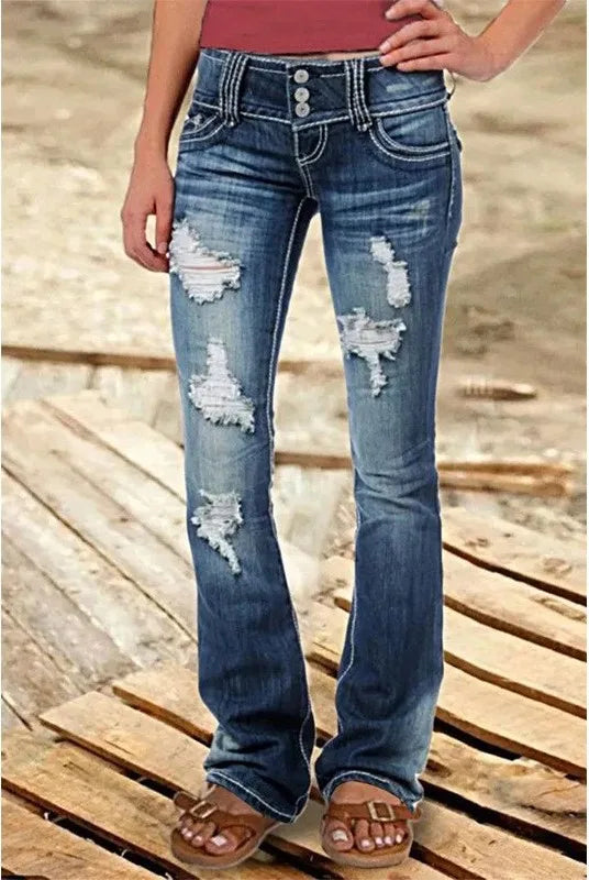Aldridge Low-Rise Bootcut Jeans - Color:Dark Blue;Size:XXS