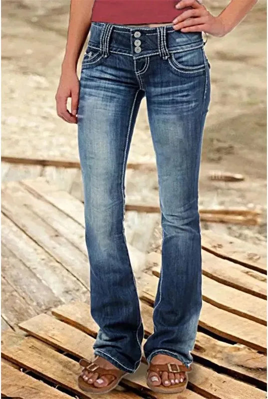 Aldridge Low-Rise Bootcut Jeans - Color:Deep Blue;Size:XXS